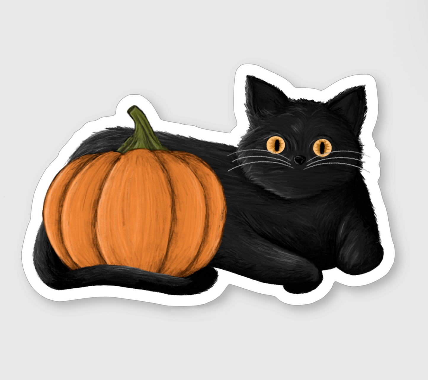 Black Cat and Pumpkin - Matte Sticker