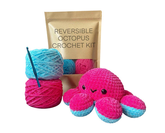 Reversible Octopus Crochet Kit: Bright Pink / Bright Blue