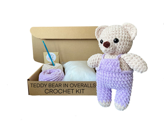 Teddy Bear in Overalls Crochet Kit
