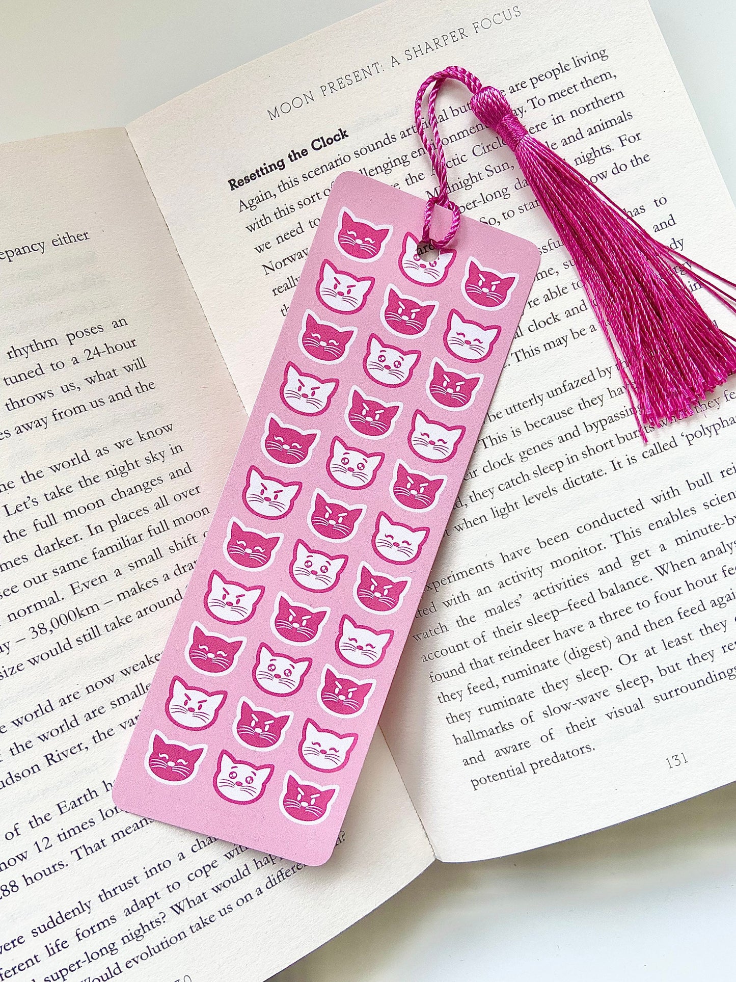Pink and White Cat Faces Bookmark