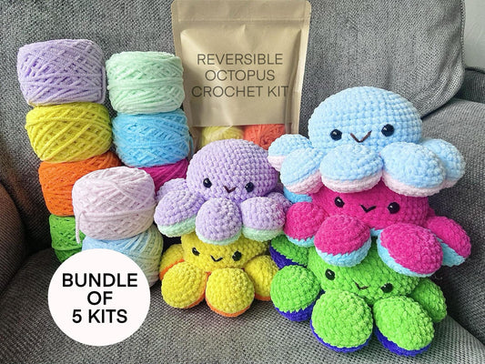 Bundle of 5 Reversible Octopus Crochet Kits