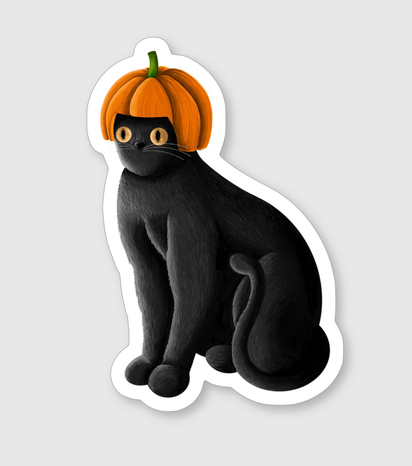Cat Wearing Pumpkin Hat - Matte Sticker
