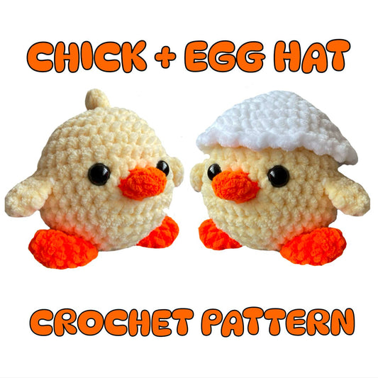 Chick + Egg Hat Crochet Pattern - Downloadable PDF
