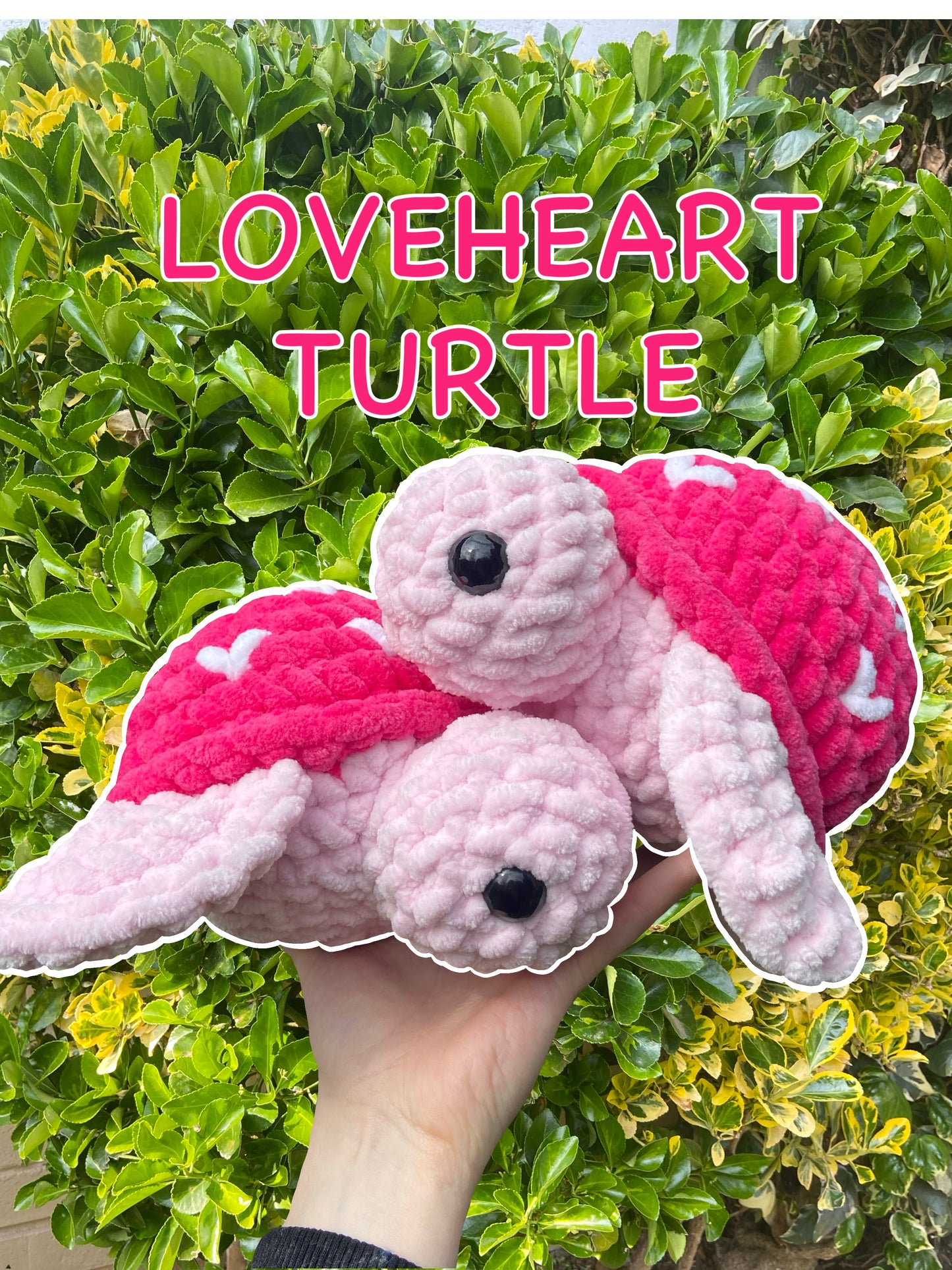 Loveheart Turtle Plushie - Hand Crocheted Plushie