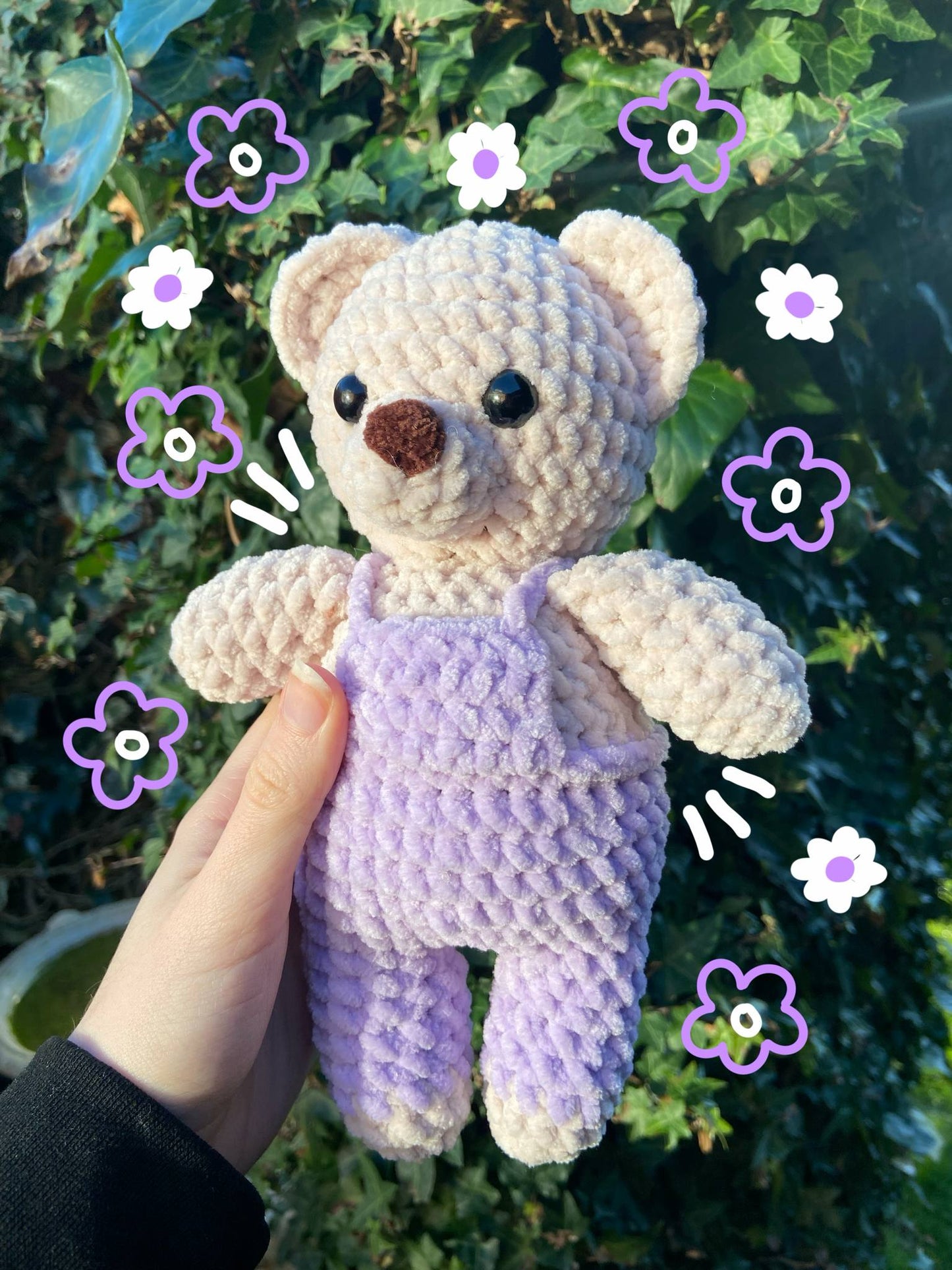 Teddy in Overalls Crochet Pattern - Downloadable PDF